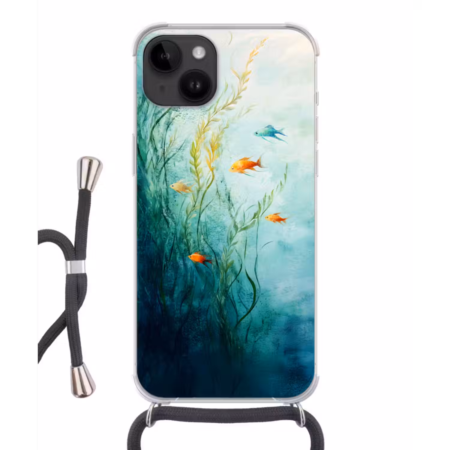 Telefoonhoesje crossbody - Waterplanten - Vissen - Kleurrijk - Water