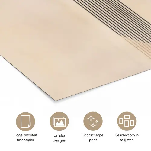 Grafisch gebogen motief - Beige poster papier klein -closeup_NL