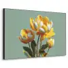 Bloemen - Geel - Bladeren - Structuur Textielframe zwart klein -3d