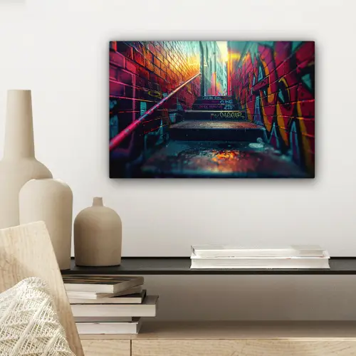 Architectuur - Neon - Trap - Graffiti canvas 2cm klein -sfeer6