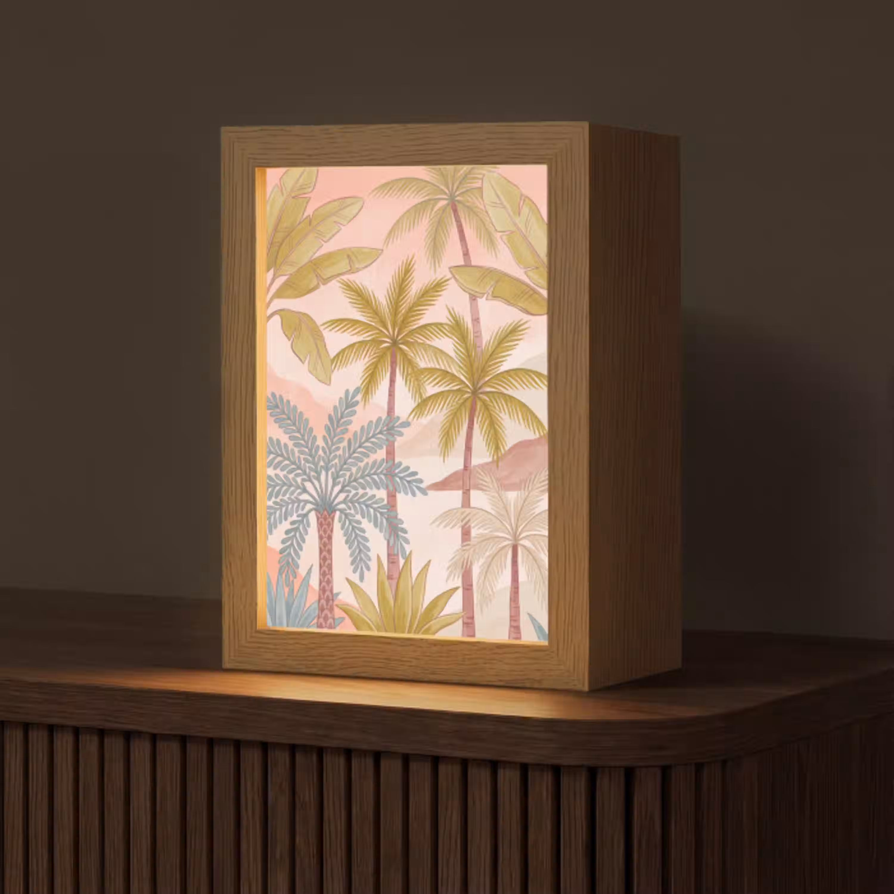Illustratie - Palmbomen - Kleurrijk Light Box met kabel (Tafellamp) klein -z3d_website