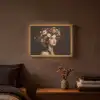 Portret - Vrouw - Bloemen Light Box met batterij (Wandlamp) middel -sfeer4