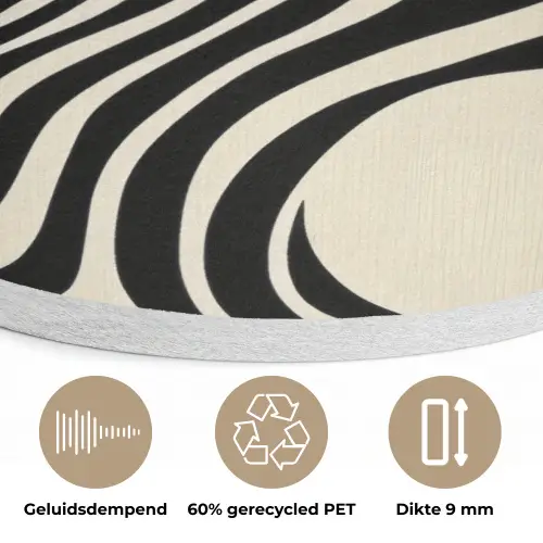 Beige - Lijnen - Golvend -  Abstract Akoestische PET Vilt - Rond klein -closeup_NL