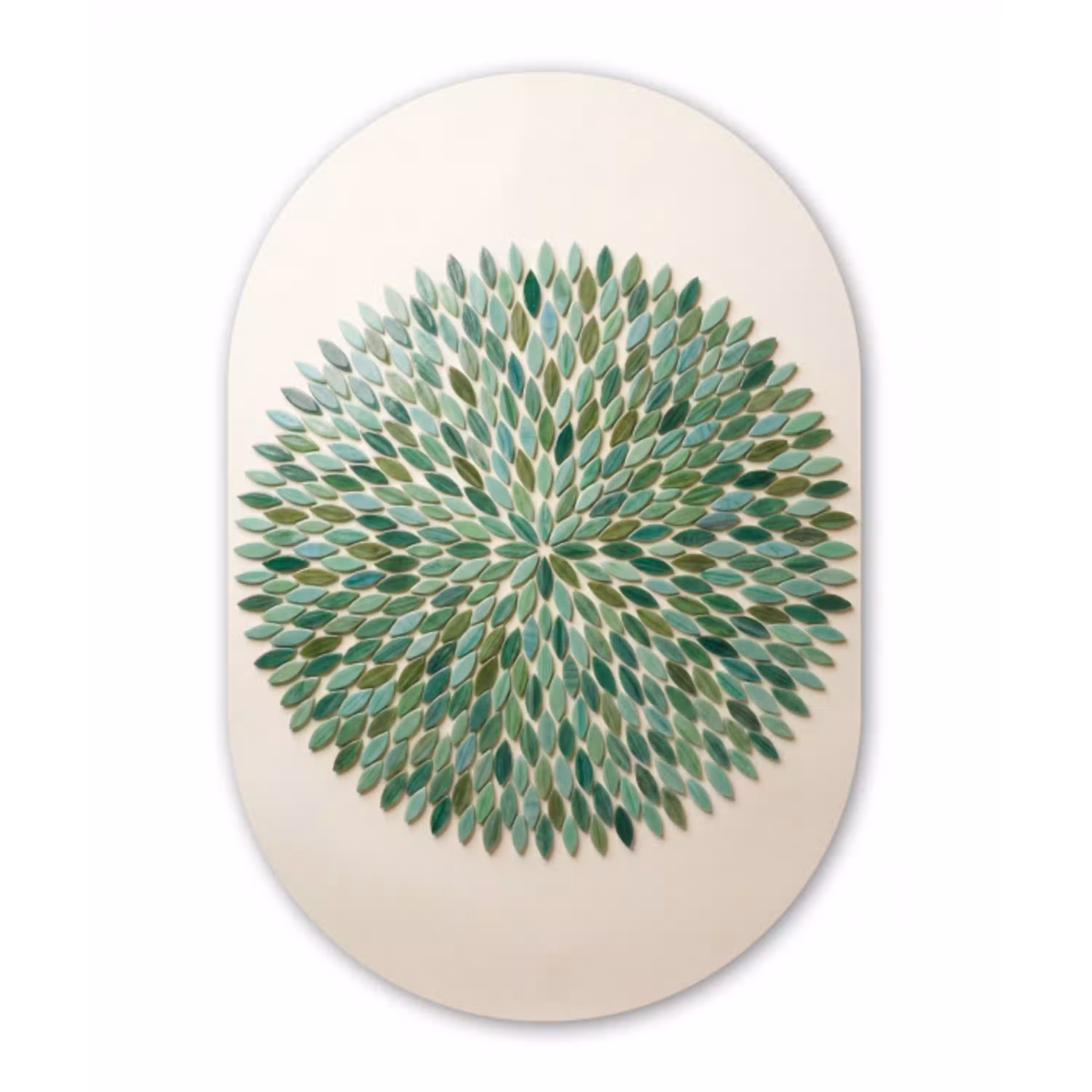 Patroon - Blad - Groen - Abstract Wandcirkel Ovaal Forex klein -3d