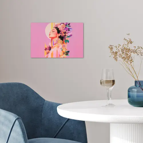 Vrouw - Bloemen - Paars - Abstract poster papier klein -sfeer3