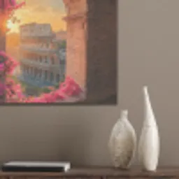 Colosseum - Rome - Roze Bloemen PET vilt klein -sfeer6_closeup