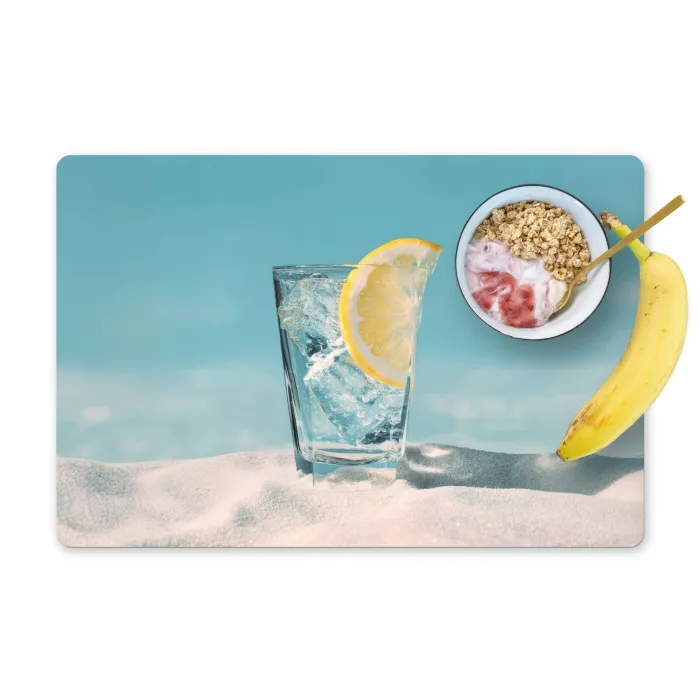 Glas - ijsblokjes - Citroen Placemat vinyl groot -zzzproduct_Kitchenyeah-website