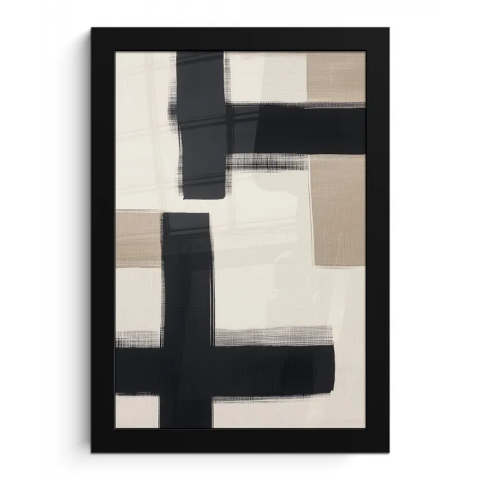 Zwart - Abstract - Japandi fotolijst zwart zonder passe partout klein -3d