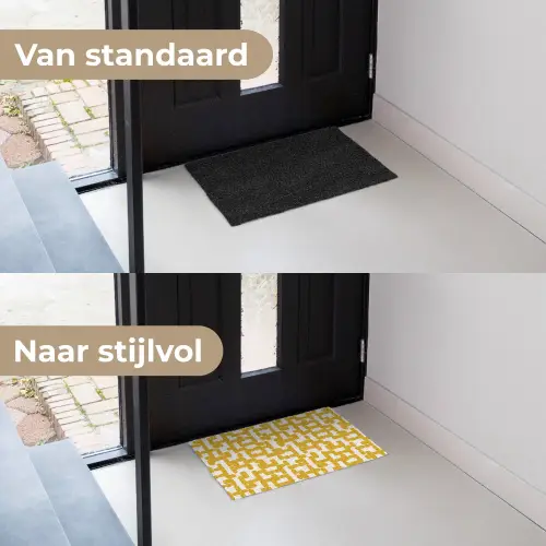 Geel - Beige - Patroon Deurmat klein 898 -voor-na_NL