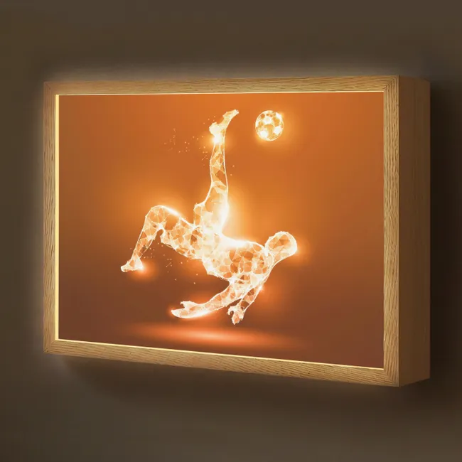 Lightbox - Wandlamp kinderkamer - Voetballer - Oranje - Voetbal - Omhaal