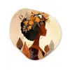 Vrouw - Krullen - Bloemen - Beige Wandcirkel Organisch Forex 3mm klein -3d