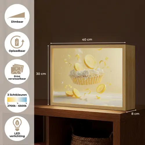 Citroen - Taart - Eten - Geel Light Box met batterij (Wandlamp) middel -USP_websiteoverzichtNL