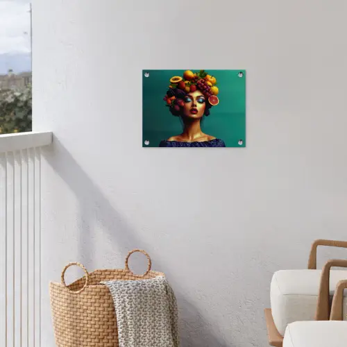 Vrouw - Hoodtooi - Tropisch - Fruit - Druiven tuinposter los doek klein -sfeer8