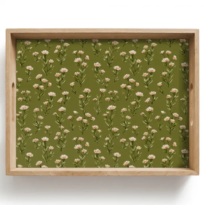 Landelijk - Bloemen -  Groen Dienblad Rechthoek middel 911 -z3d_shopping
