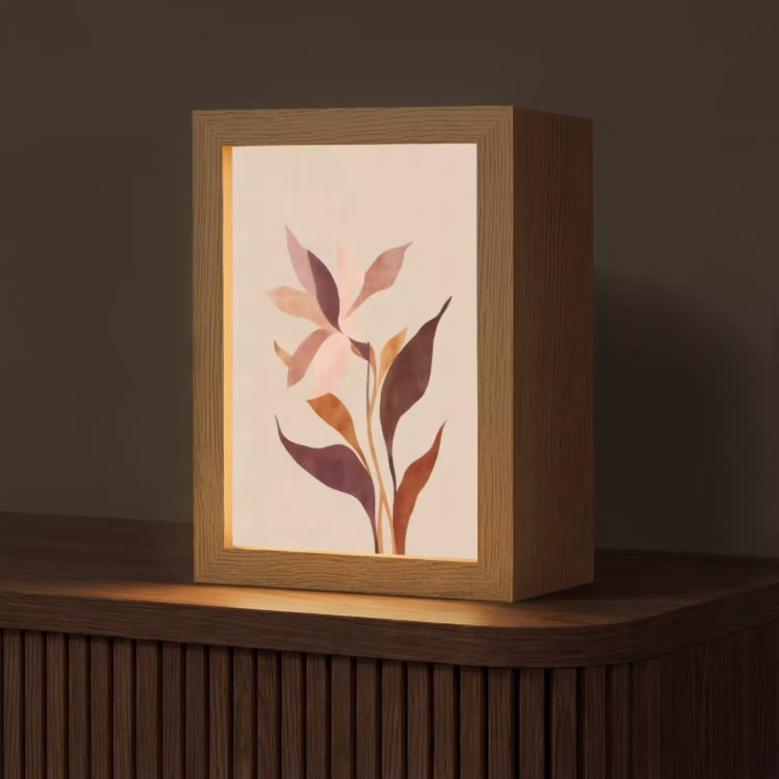 Bloemen - Blaadjes - Minimalistisch - Roze Light Box met kabel (Tafellamp) klein -z3d_website
