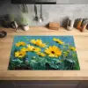 Penseelstreken - Bloemen - Felgeel - Abstract Inductie beschermer vinyl 3mm klein -sfeer5