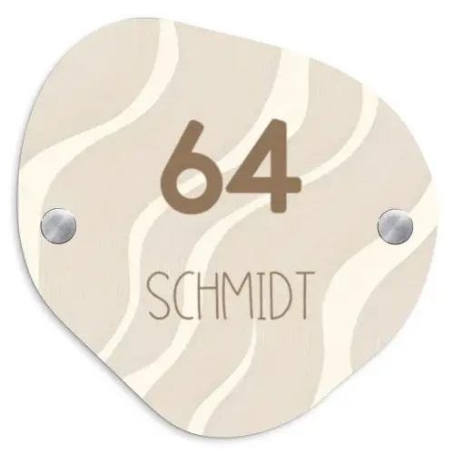 Beige golven - Modern Naambord Organisch middel -3d