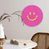 Smiley - Vrolijk - Roze Wandcirkel kunststof plaat 5mm dik klein -sfeer4