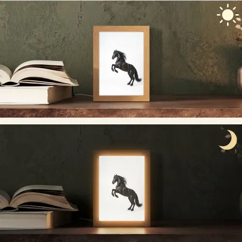 Zwart - Paard - Portret Light Box met kabel (Tafellamp) klein -sfeer3