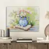 Vaas - Delftsblauw - Madeliefjes PET vilt klein -sfeer1