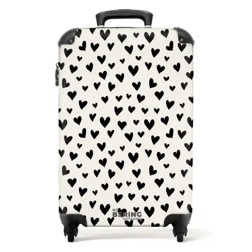 Valentijn harten patroon zwart NBS - Handbagage koffer - Kinderen Unisex middel -productfoto_recht