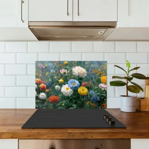 Close-up - Veld - Bloemen - Kleurrijk keuken achterwand spatscherm klein -sfeer2