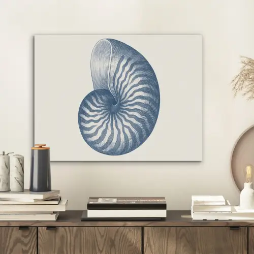 Blauw - Schelp - Spiraal PET vilt klein -sfeer1
