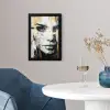 Portret - Vrouw - Penseelstreken - Goud fotolijst zwart zonder passe partout klein -sfeer4