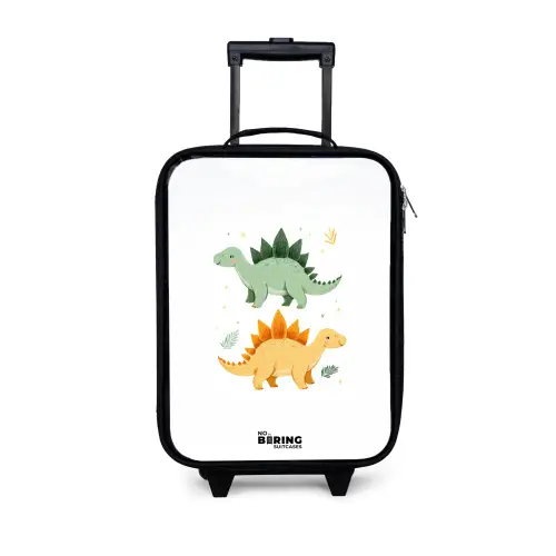Dinos - Dieren - Groen - Oranje Kinderkoffer - Zwart klein -3d