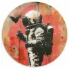 Graffiti - Astronaut - Street art - Ruimte - Banksy Wandcirkel kunststof plaat 5mm dik klein -3d