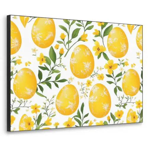 Bloemen - Paaseieren - Geel Textielframe - compleet frame klein -3d