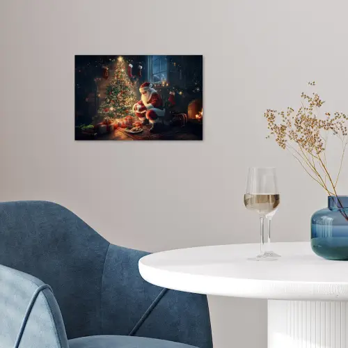 Kerstman - Haard - Donker poster papier klein -sfeer3