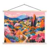 Witte bergtop - Modern - Kleurrijk textielposter latten blank klein -3d
