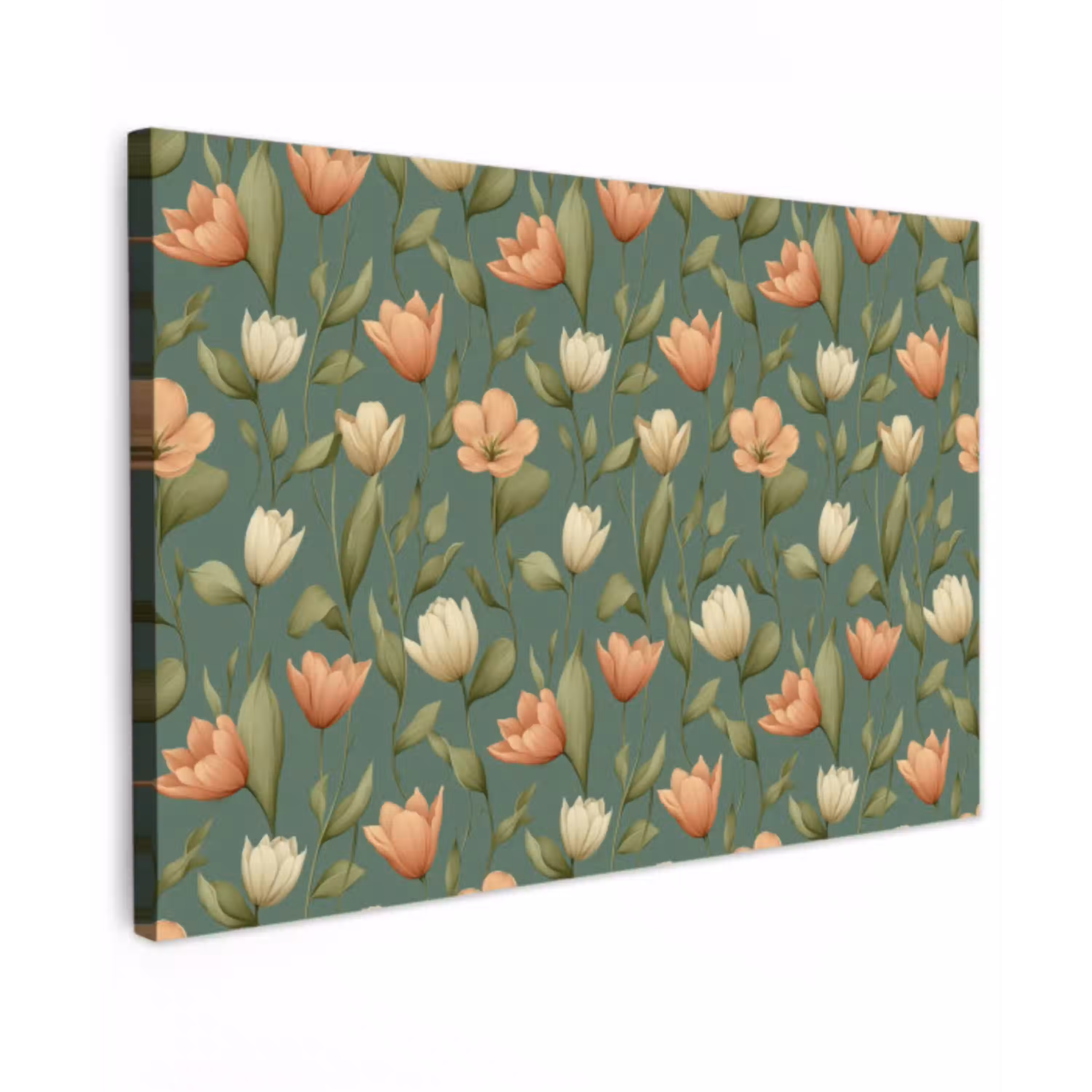 Tulpen - Botanisch - Groen canvas 2cm klein 34 -z3d