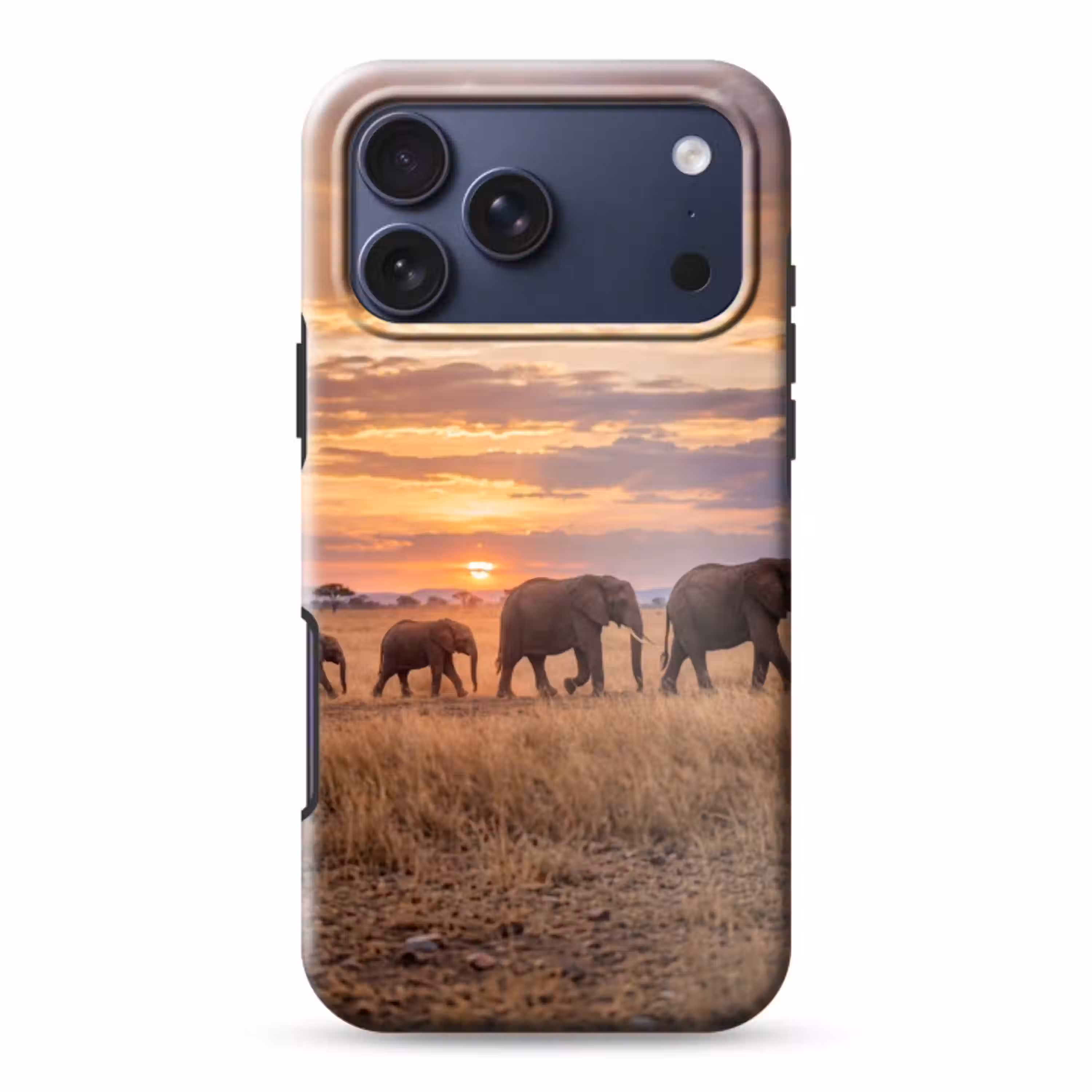 Olifanten - Savanne - Zonsondergang - Afrika - Warm Toughcase MagSafe Apple iPhone 17 Pro Max klein -3d