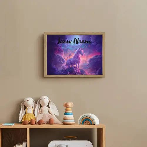 Eenhoorn - Fantasy - Kasteel - Meisje - Paars - Roze Light Box met batterij (Wandlamp kind) middel -sfeer2_kind