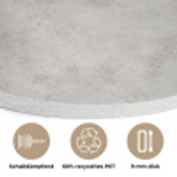 Grijs - Beton - Industrieel Akoestische PET Vilt - Rond klein 838 -closeup_DE