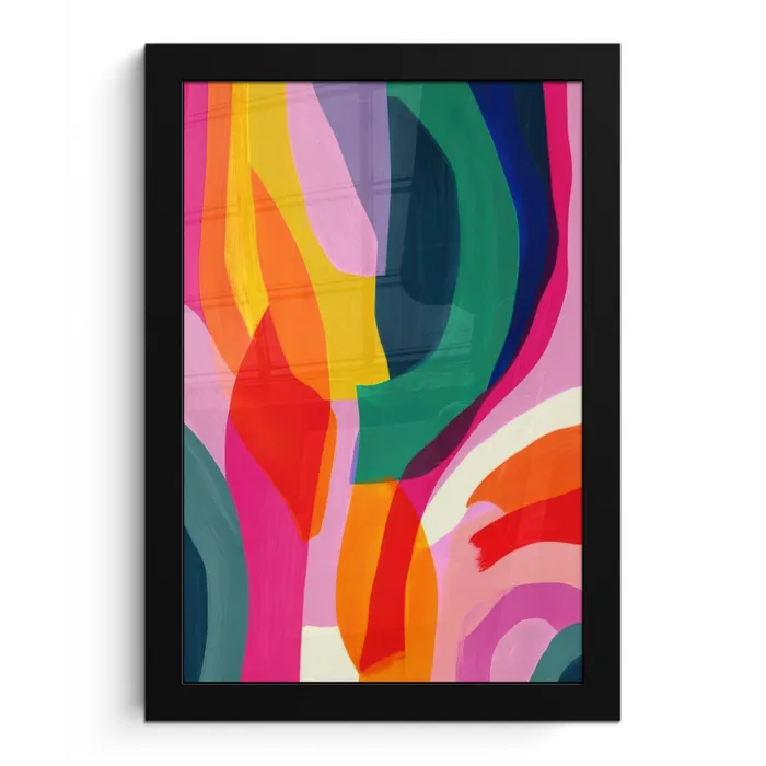 Vormen - Golvend - Abstract - Felroze fotolijst zwart zonder passe partout klein -3d