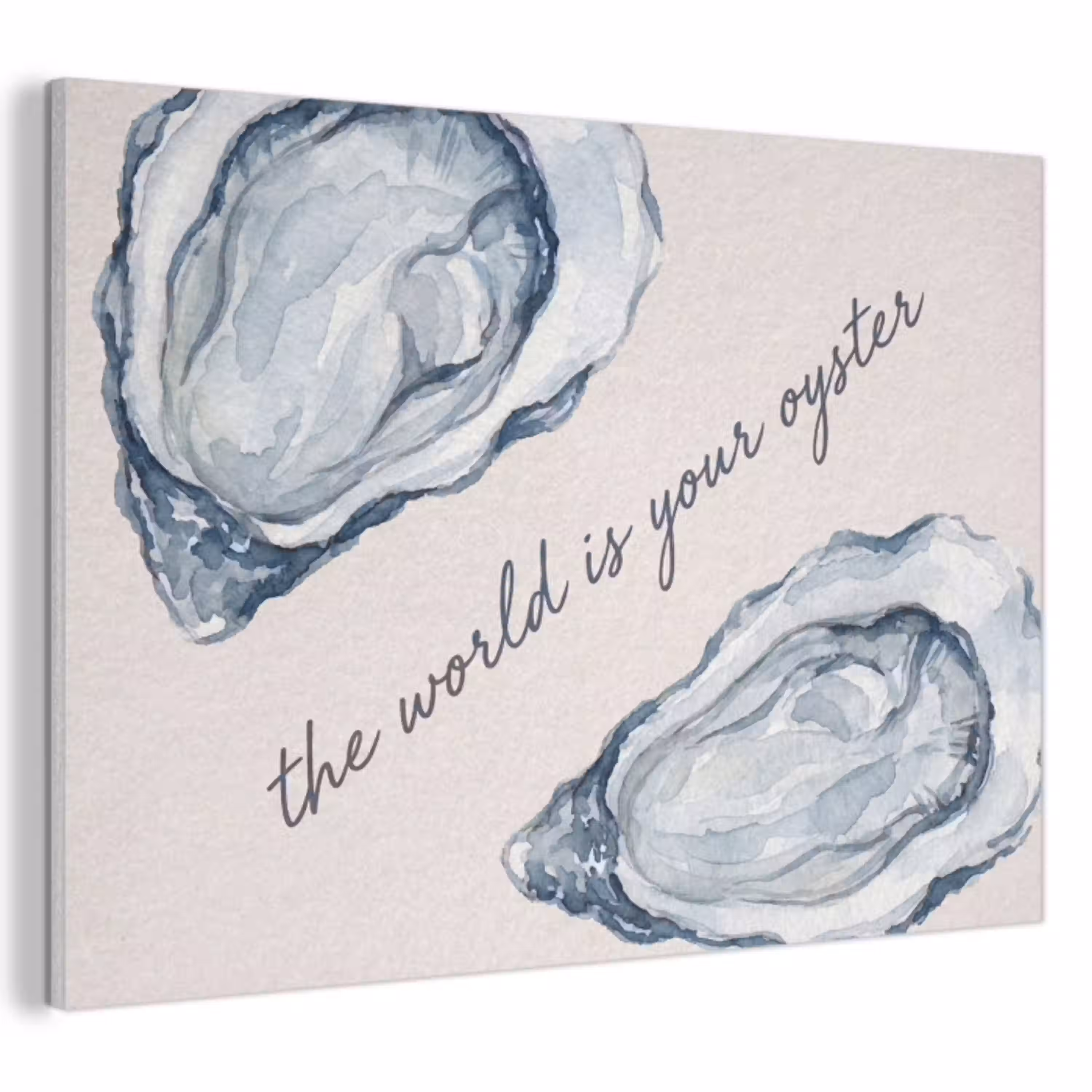 Zeeleven - Oester - Aquarel - Minimalistisch - Blauw PET vilt klein -3d