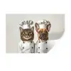 Kat - Hond - Kokskleding Muursticker klein -3d