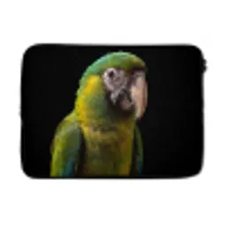 Ara - Portret - Groen laptophoes neopreen klein -3d