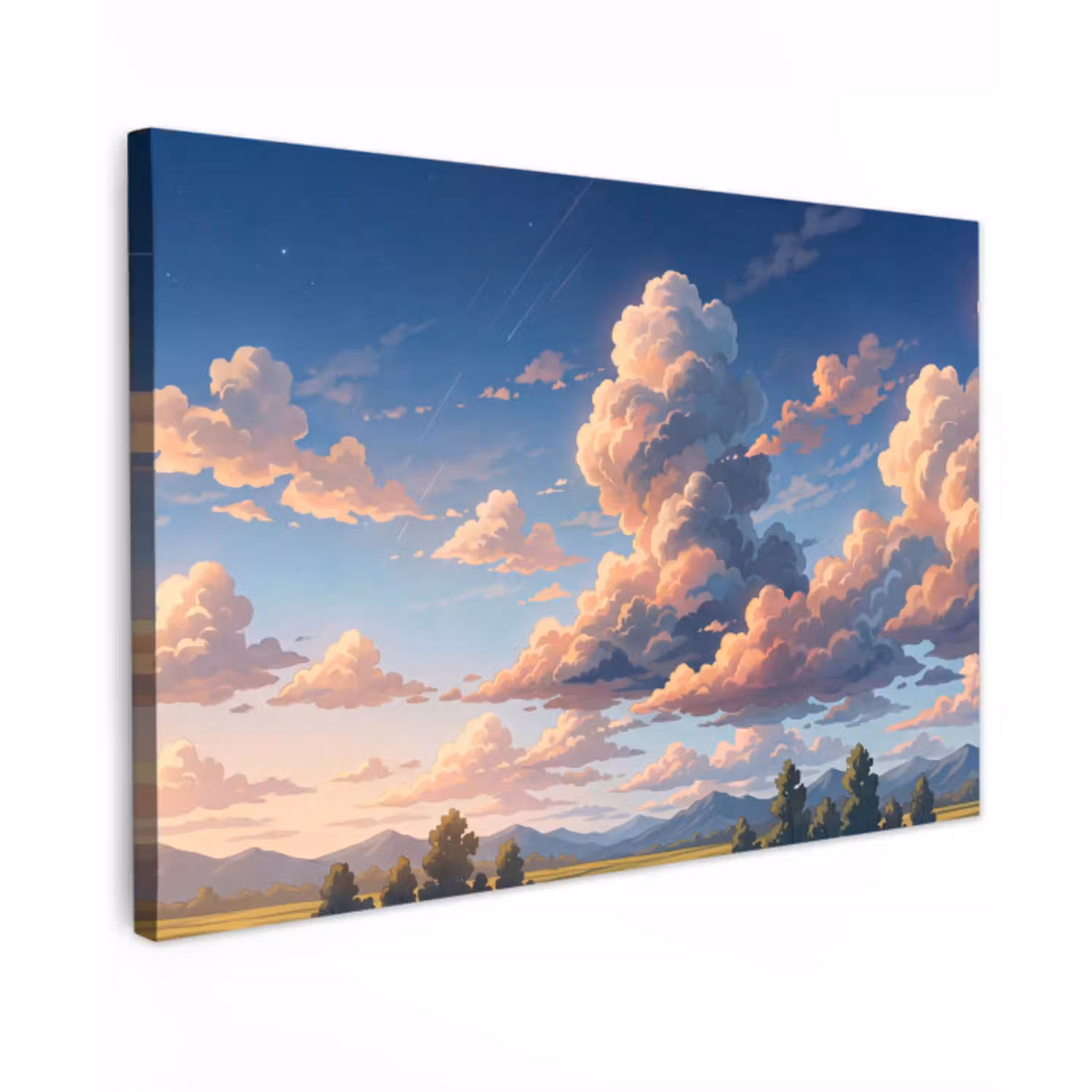 Wolken - Daghemel - Natuur - Illustratie - Oranje canvas 2cm klein -z3d