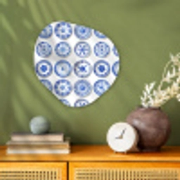 Borden - Bloemen - Patroon - Blauw Wandcirkel Organisch Forex 3mm klein 629 -sfeer2