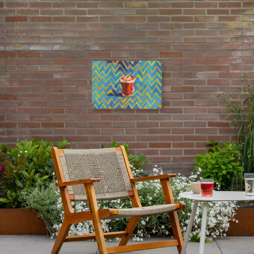 Mok - Koffie - Zigzag - Slagroom Tuinposter op houten frame 2 cm dik klein -sfeer3
