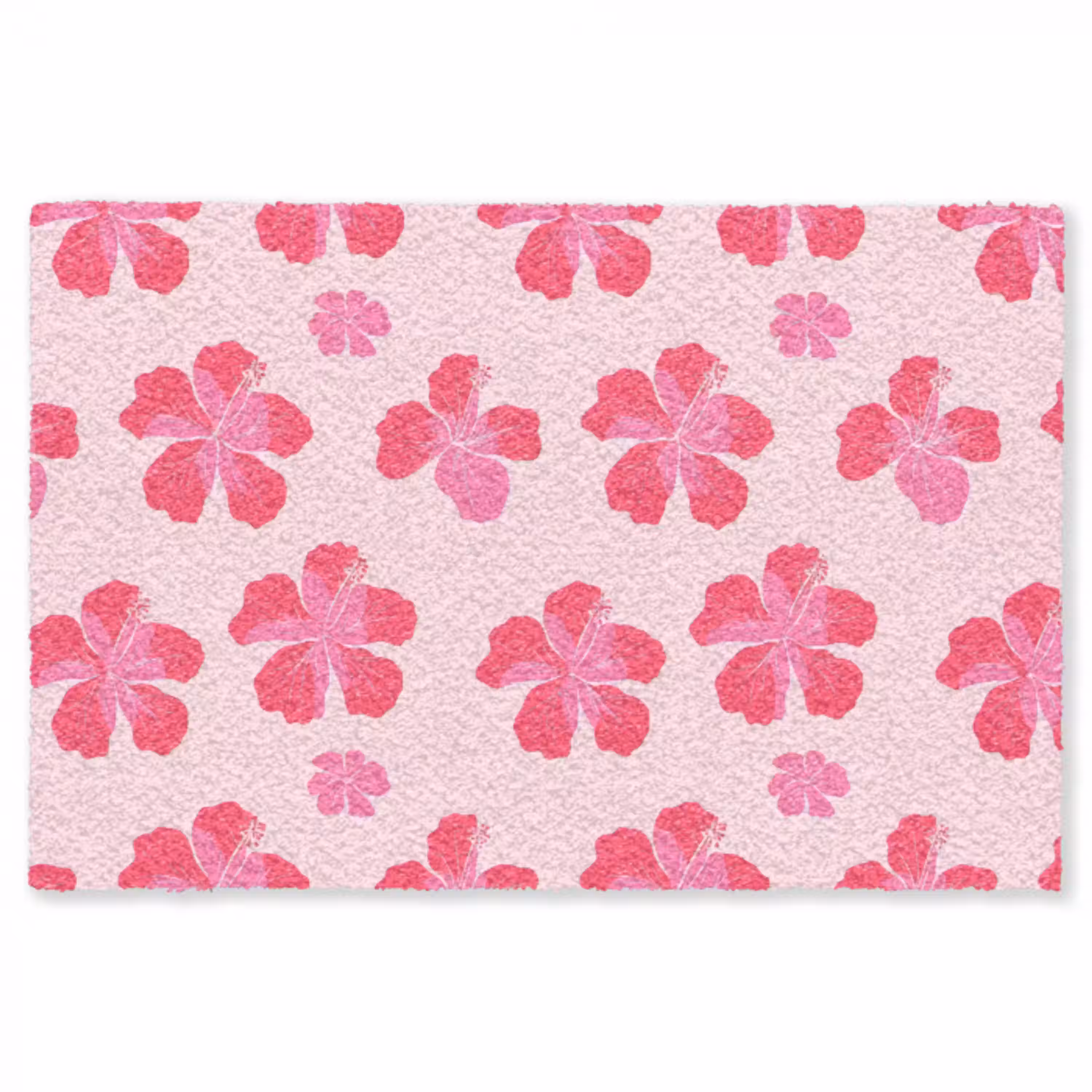 Hibiscus - Bloemen - Roze Vloerkleed Rechthoek klein 1091 -3d