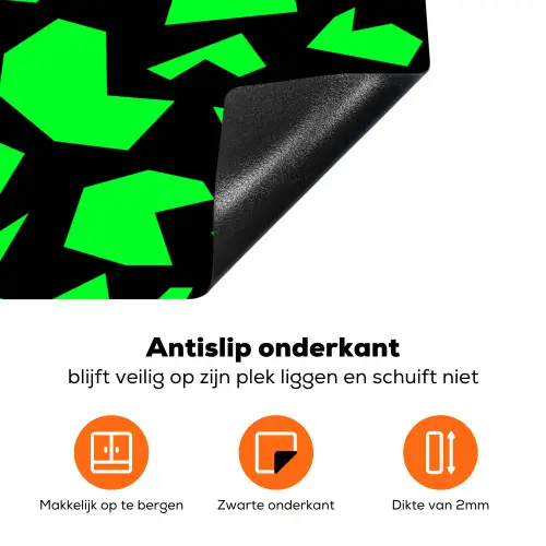 Zwart - Neon - Groen - Patroon Inductie beschermer vinyl 3mm klein 276 -zzzzzzz-td-onderkant
