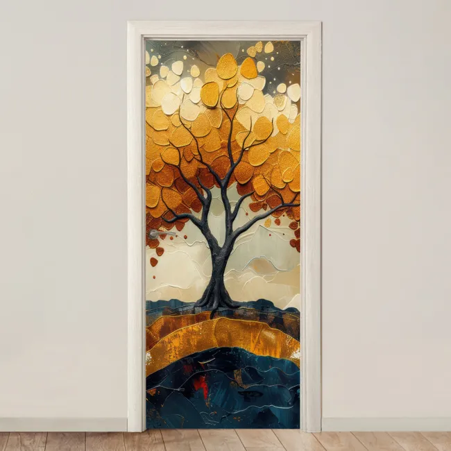 Deursticker - Boom - Natuur - Goud - Modern