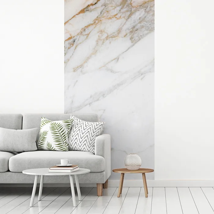 Marmer - Steen - Wit - Goud - Marmerlook - Steen - Luxe fotobehang vinyl groot -woonkamer