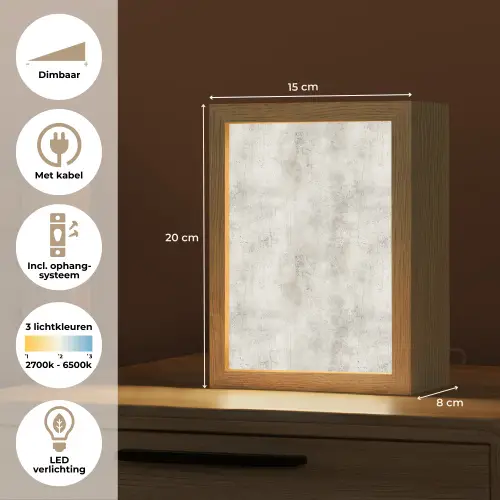 Grijs - Beton - Verweerd Light Box met kabel (Tafellamp) klein 925 -USP_NL