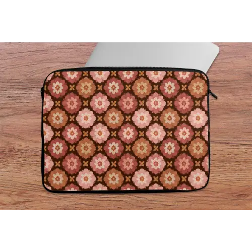 Geometrisch - Bloemen - Kleurrijk laptophoes neopreen klein 279 -tafel